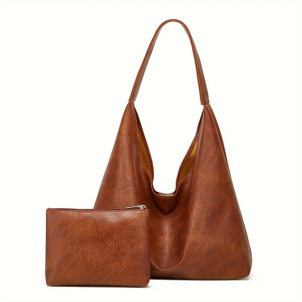 Color: Chocolate, Size: L - New Tote bag 100 hand bill of lading shoulder women's bag retro simple  F640-12000039415017262