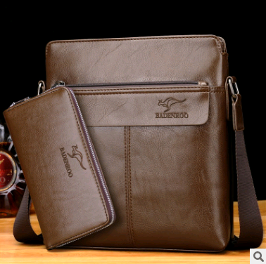 Color: Khaki Plus Handbag - New Kangaroo Men's Bag Shoulder Bag Men's Business Messenger Bag Men's  Q119-CJBHNSNS03748-Khaki Plus Handbag