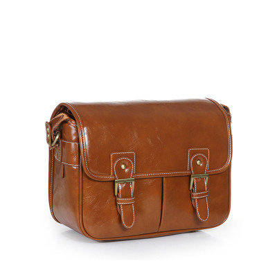 Color: Light Brown, style: Medium - Camera Shoulder Bag Leather Including Inner Liner To Prevent Fa Q119-CJNS158954001AZ