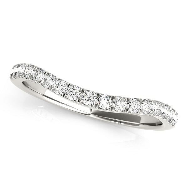 Size: 6 - 14k White Gold Pave Set Round Diamond Curved Wedding Band (1/4 cttw) P150-59744-6