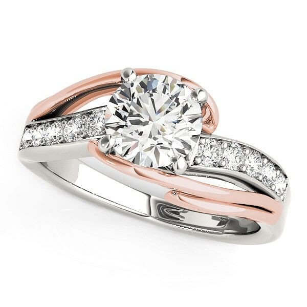 Size: 4 - 14k White And Rose Gold Bypass Shank Diamond Engagement Ring (1 1/8 cttw) P150-49682-4
