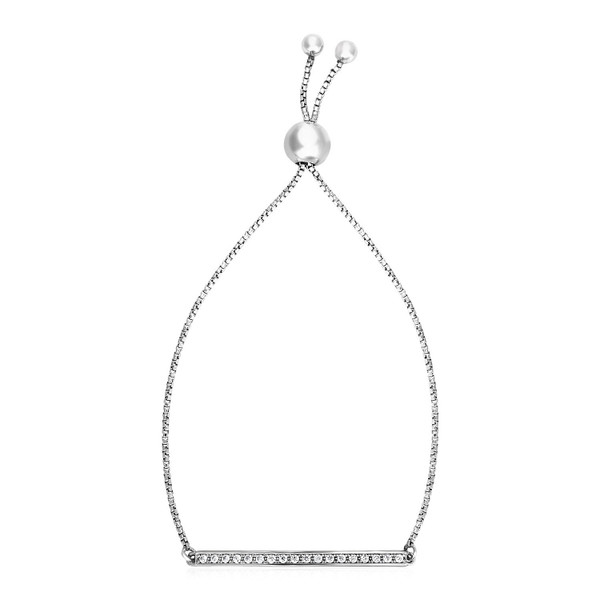 Size: 9.25'' - Adjustable Bar Bracelet with Cubic Zirconia in Sterling Silver P150-59774-9.25