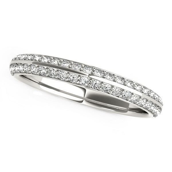 Size: 8 - 14k White Gold Two-Row Pave Set Diamond Wedding Band (1/4 cttw) P150-53360-8