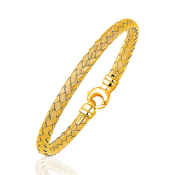 Size: 7.25'' - Fancy Weave Bangle in 14k Yellow Gold (5.0mm) P150-97707-7.25
