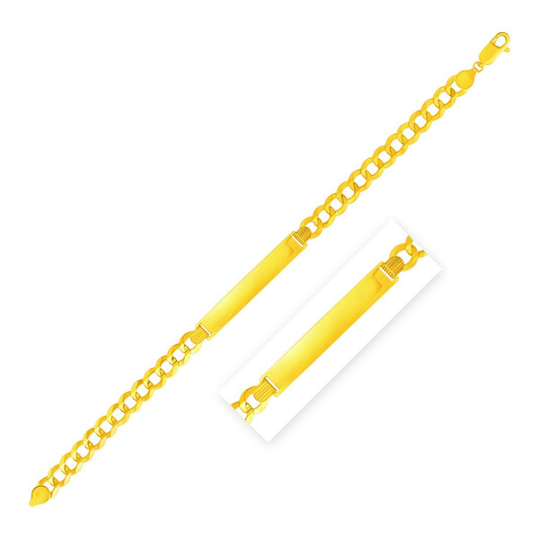 Size: 8.5'' - 14k Yellow Gold 8 1/2 inch Mens Narrow Curb Chain ID Bracelet P150-74485-8.5