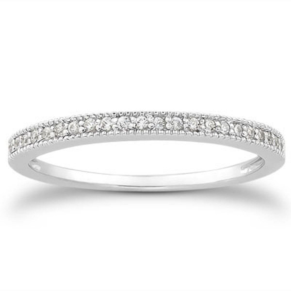 Size: 8 - 14k White Gold Diamond Micro Pave Diamond Milgrain Wedding Ring Band P150-79400-8