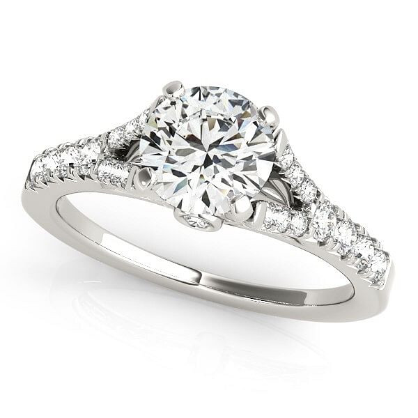 Size: 7.5 - 14k White Gold Split Shank Prong Set Diamond Engagement Ring (1 3/8 cttw) P150-79682-7.5