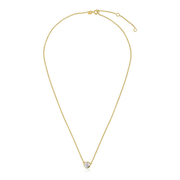 Size: 17'' - 14k Yellow Gold 17 inch Necklace with Round White Topaz P150-90774-17
