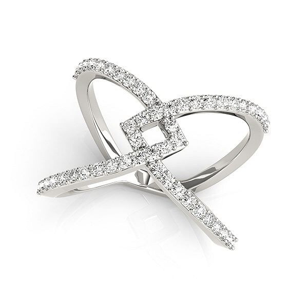 Size: 7 - 14k White Gold Fancy Entwined Design Diamond Ring (1/2 cttw) P150-87508-7