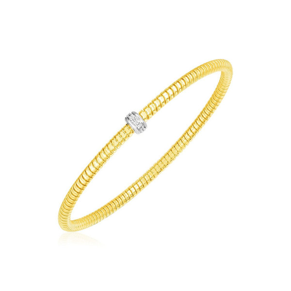 14k Yellow Gold Stretch Bangle with Diamonds (3.00 mm) P150-45361