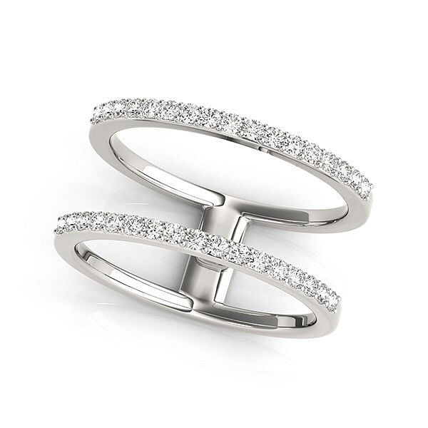 Size: 9 - 14k White Gold Dual Band Design Ring with Diamonds (1/3 cttw) P150-37443-9