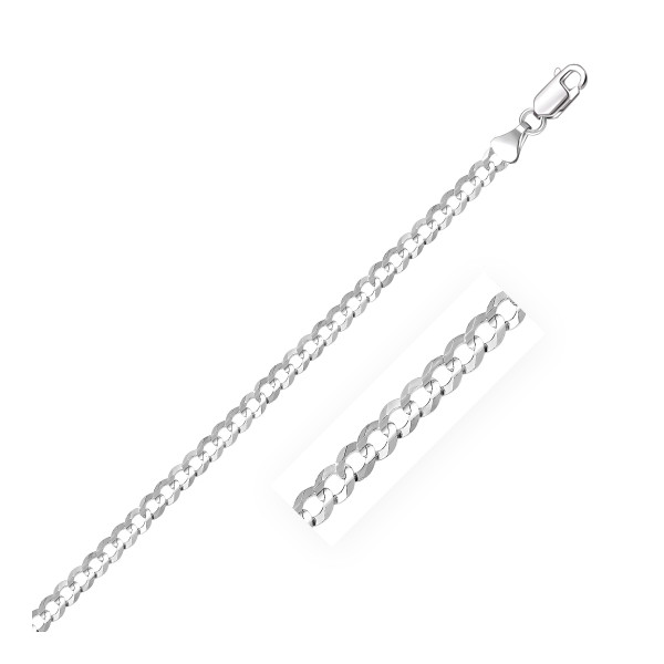 Size: 20'' - 14k White Gold Solid Curb Chain (3.60 mm) P150-83645-20