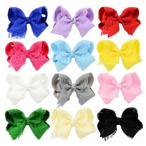 (12pcs) Floral Lace Bowknot Toddler/ Baby Girl Hair Clip Set A392-bbj141