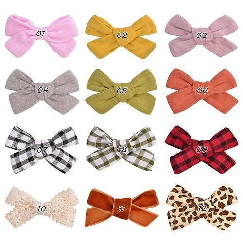 (12 pcs) Graceful Bowknot Toddler Cloth Hair Clip Set A392-bbj167