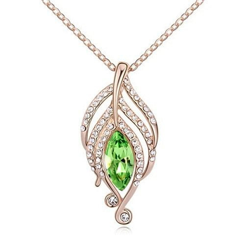 The Leaf Elves Design Austrian Crystal Necklace - Olive A392-cnel0397