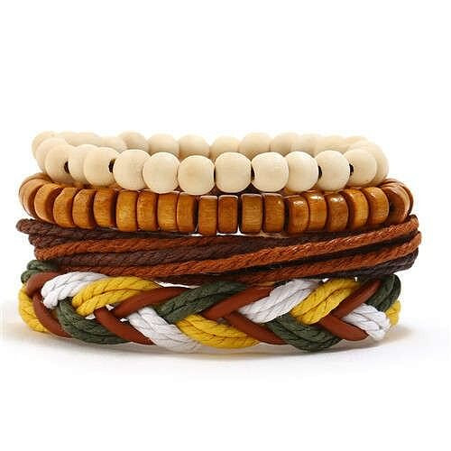 Vintage Style Beads and Weaving Rope Fashion Bracelets Combo Set A392-fabr2329