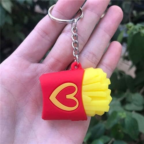 U.S. Fashion Unique Design French Fries Modeling Soft Plastic Wholesale Key Chain A392-fakc0048