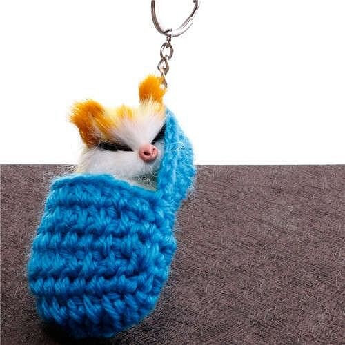 Creative Design Cute Sleeping Cat Pendant Wholesale Fashion Accessories Key Chain - Blue A392-fakc0111