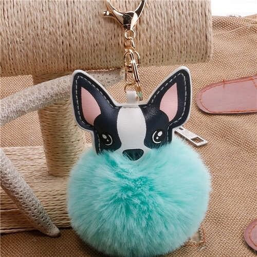 Lovely Pet Dog with Fluffy Ball Accessories Wholesale Key Chain - Green A392-fakc0130
