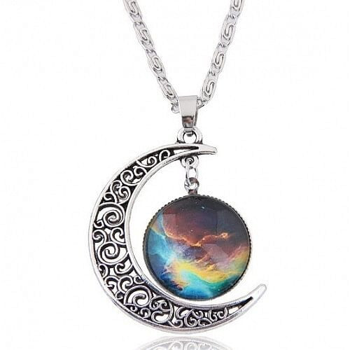Hollow Moon and Sun High Fashion Costume Necklace - Pattern 7 A392-fane5677