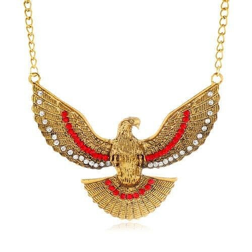 Eagle Pendant U.S. High Fashion Short Alloy Costume Necklace - Golden A392-fane6627