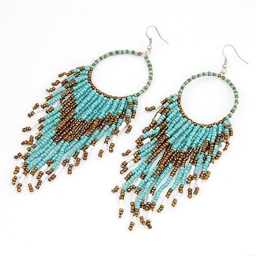 Bohemian Beads String Fashion Earrings - Light Blue A392-fear0395