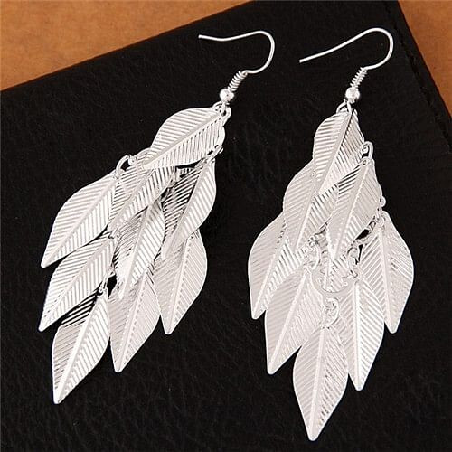 High Fashion Leaves Dangling Alloy Fashion Earrings - Silver A392-fear2060