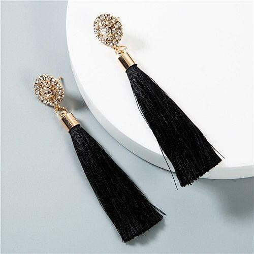 Cotton Threads Shining Studs High Fashion Statement Earrings - Black A392-fear2941