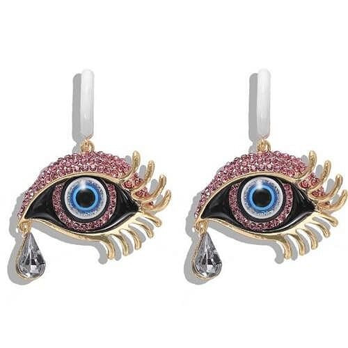 Peacock Eyes Design High Fashion Women Statement Earrings - Pink A392-fear4123