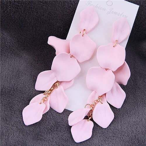 Romantic Petals Design High Fashion Dangling Women Statement Earrings - Pink A392-fear4287
