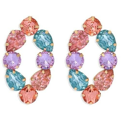 Baroque Fashion Rhinestone Shining Color Style Women Hoop Earrings - Red A392-fear5557