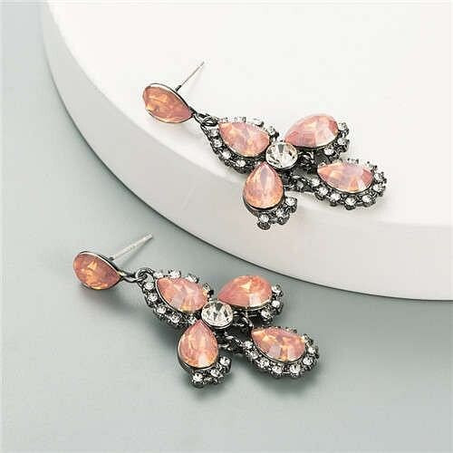 Rhinestone Embellished Cross Design Vintage Fashion Women Earrings A392-fear6402