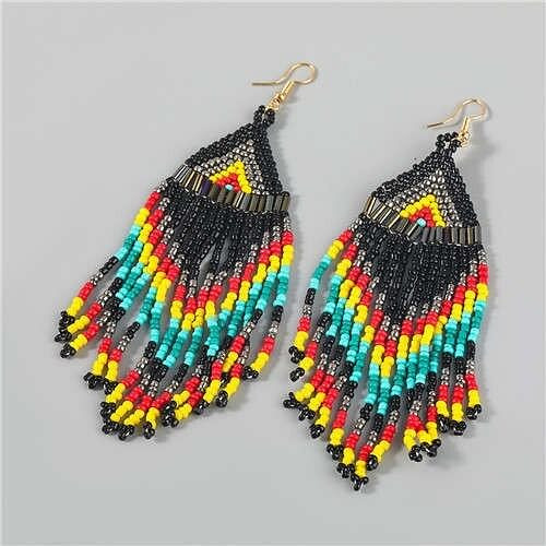 Irregular Geometric Wholesale Jewelry Beads Long Tassel Design U.S Bold Vintage Fashion Women Earri A392-fear6989