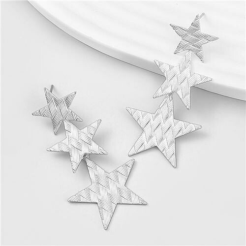 Vintage Pentagrams Pendant Punk Style Alloy Earrings - Silver A392-fear7592