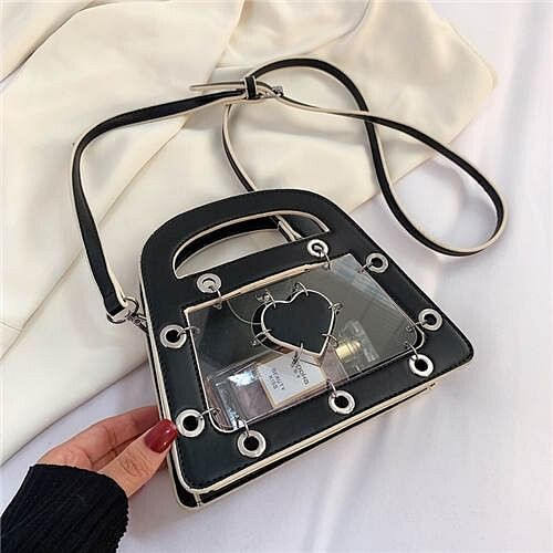 Summer Sweet and Cool Jelly Color Fashion Transparent Women Handbag - Black A392-fhbg0336