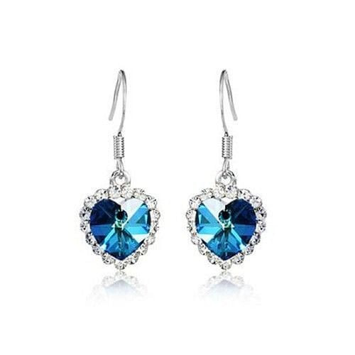 Saphire Crystal Embellished Heart Shape Earrings - Platinum A392-rgea0223