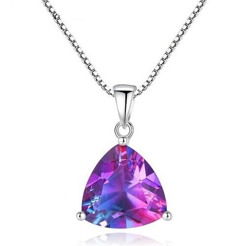 Rainbow Stone Pendant 925 Sterling Silver Necklace A392-sine0028