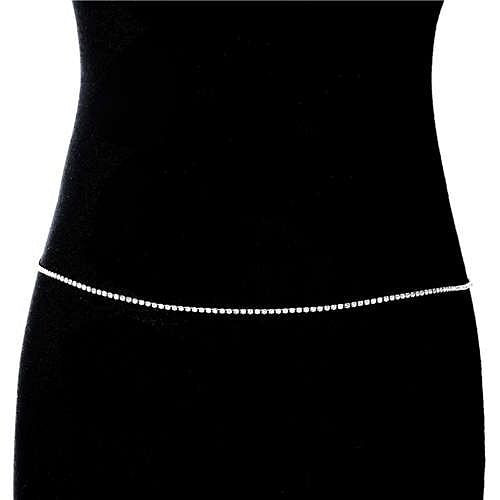 Shining Rhinestone Single Layer Beach Fashion Minimalist Wholesale Body Chain Jewelry - Silver A392-tboc0080