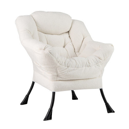 Sherpa UpholsteredAccent Chairwith Cozy Head Pillow-Gray B593-NP12025