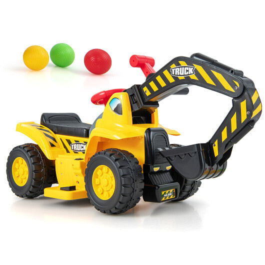 6V Kids Ride On Excavator Fun Digger with Folding Basketball Hoop B593-TY343370US