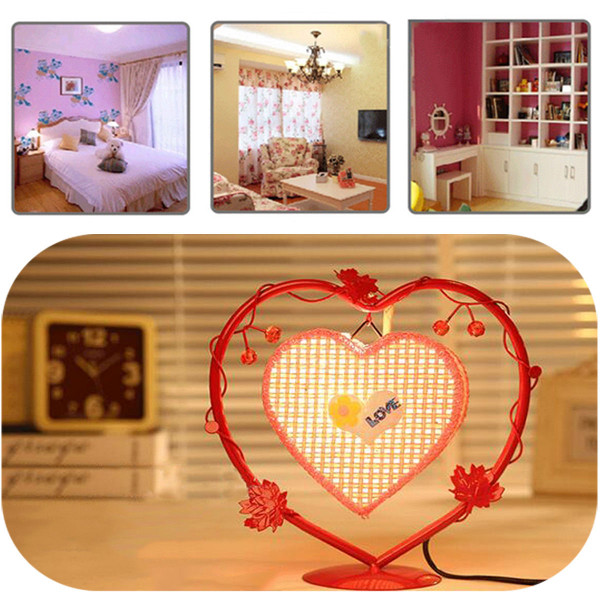 Vintage Artificial Light Love Heart Antique Table Lamp Gift Room Decor C122-1073319