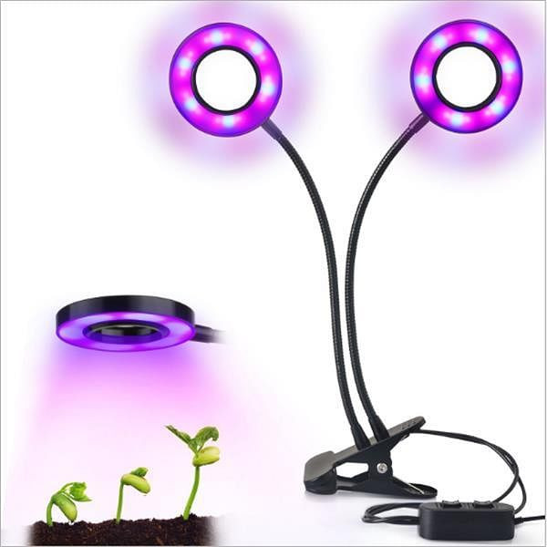 24W Daul Head LED Plant Grow Light Flexible Desk Clip Lamp for Vegetables Fruits Flowers Hydroponics C122-1260340