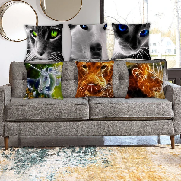Honana 45x45cm Home Decoration 3D Animal Fluorescence 6 Optional Patterns Cotton Linen Pillow Case C122-1290900