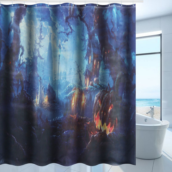 71''x71''Halloween Bathroom Decor Underwater Waterproof Shower Curtains with 12 Hooks C122-1350432
