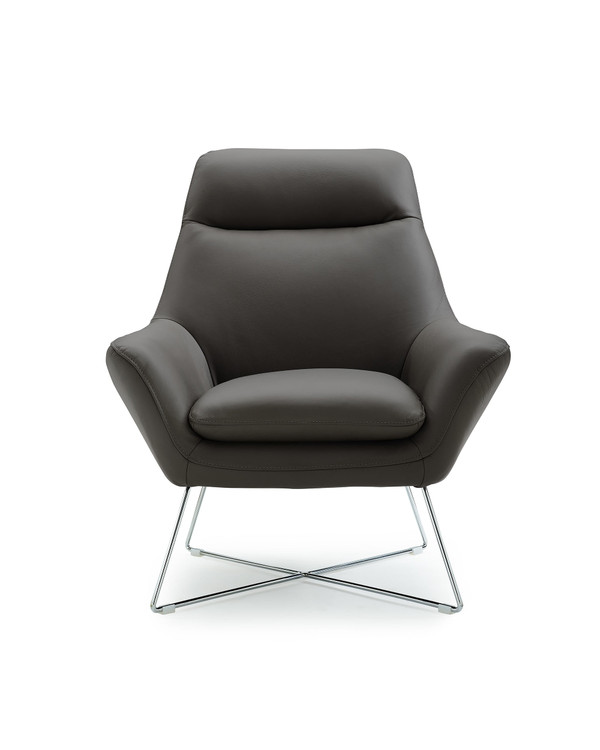 Modern Dark Gray Top Grain Italian Leather Accent Chair N270-320702