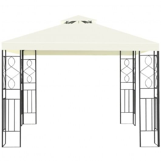 2 Tiers 10 x 10 Feet Patio Gazebo Canopy Tent - Color: Beige D681-OP70663