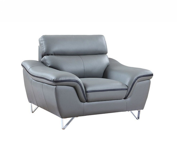 Leather Match Solid Color Pillow Top Arms Silver Legs N270-329501