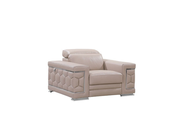 47" Beige And Silver Faux Leather Club Chair N270-329720