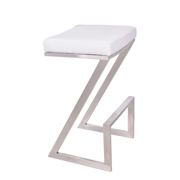 26" White And Silver Iron Backless Counter Height Bar Chair N270-477240