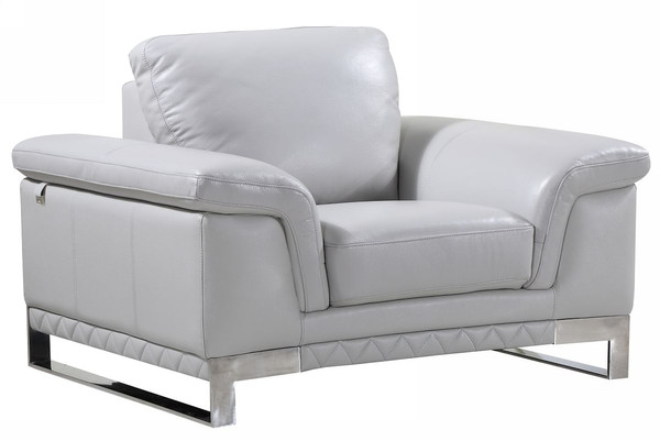 32" Grey Lovely Light Leather Chair N270-329619